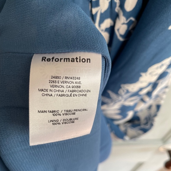 NWOT Reformation Besse size 4 cyanotype - Picture 3 of 9